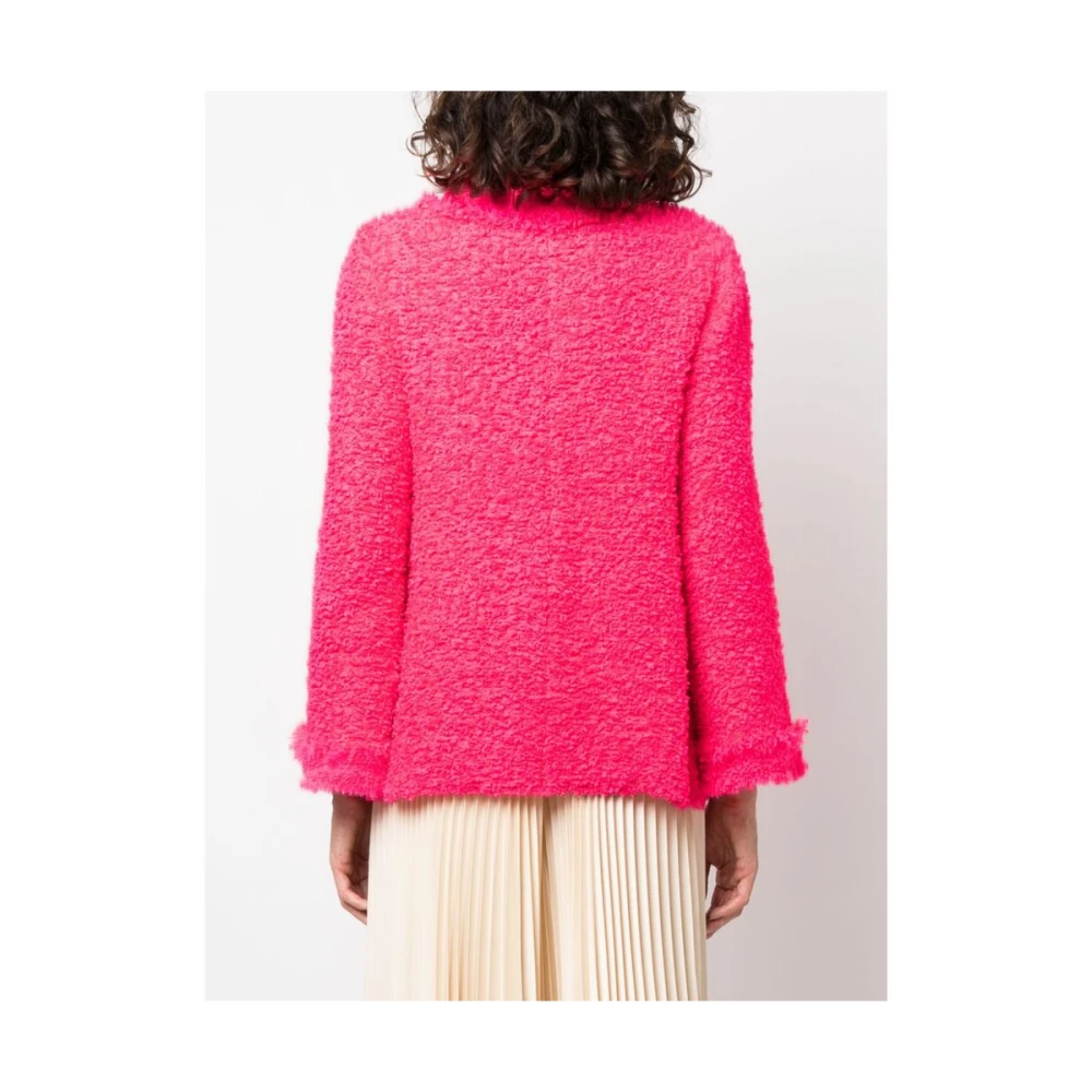 Charlott Fuchsia Tweed Fringe Jas Pink Dames