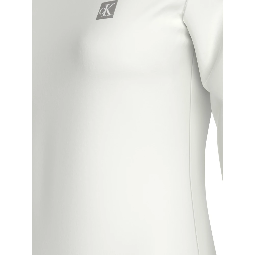 Calvin Klein Witte Sweater Ronde Hals Katoen Regular Fit White Dames