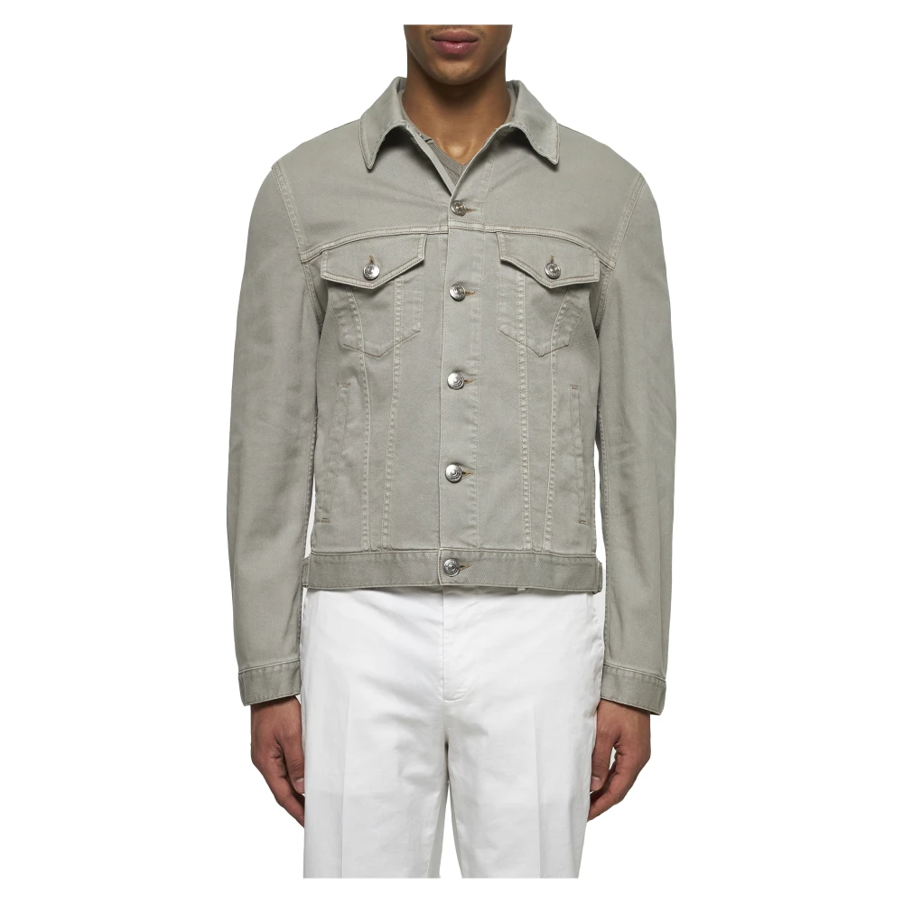 BRUNELLO CUCINELLI Groene Denim Shirt met Zakken Gray Heren