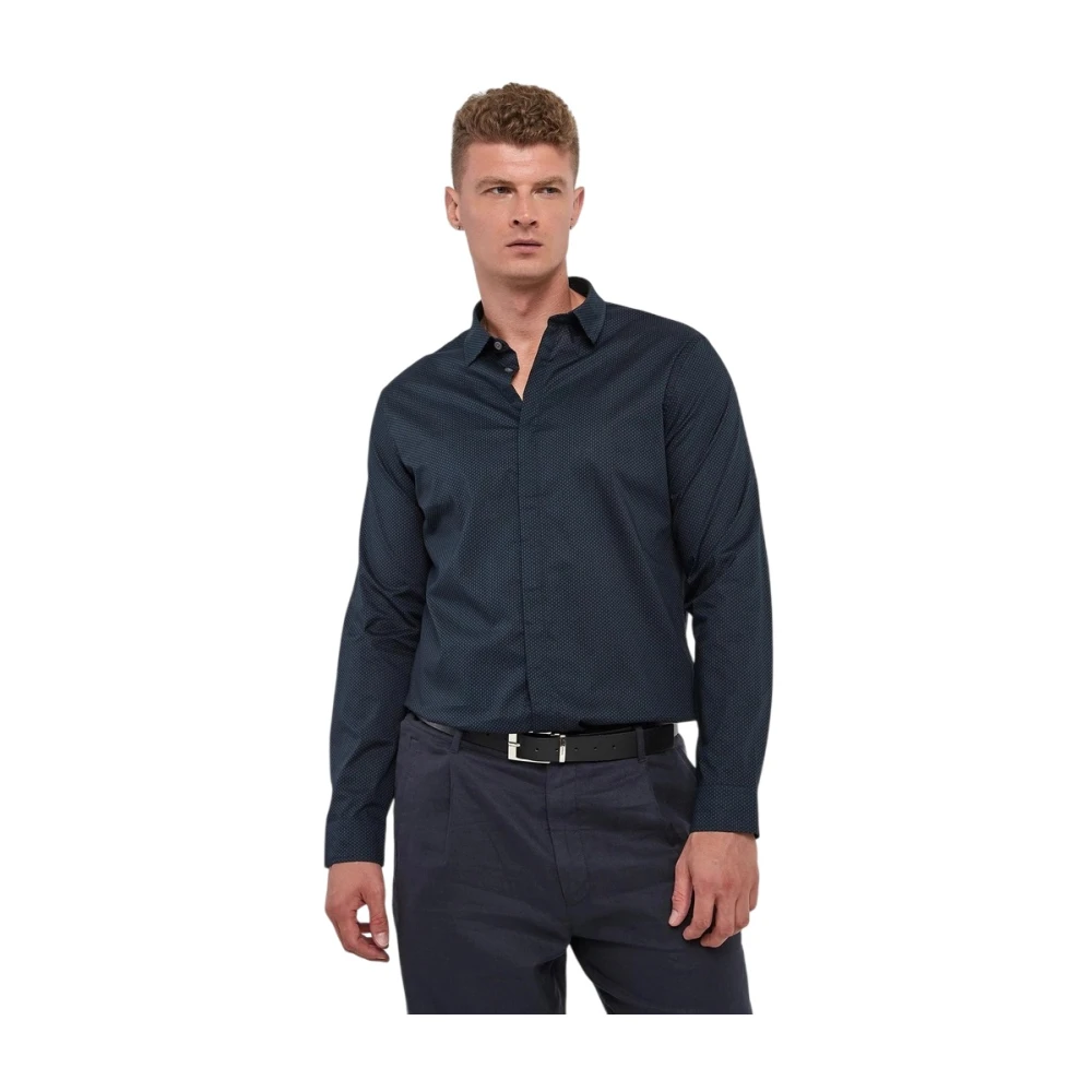 Armani Exchange Men's Blue Casual Shirts, M, Slim Fit Shirt