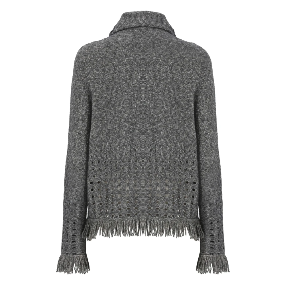 Kangra Kasjmier Katoenen Trui met Kantafwerking Gray Dames