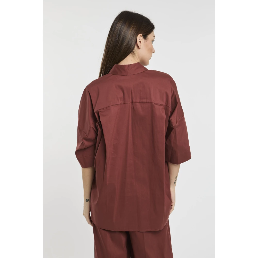 Semicouture Asymmetrische Popeline Overhemd Brown Dames