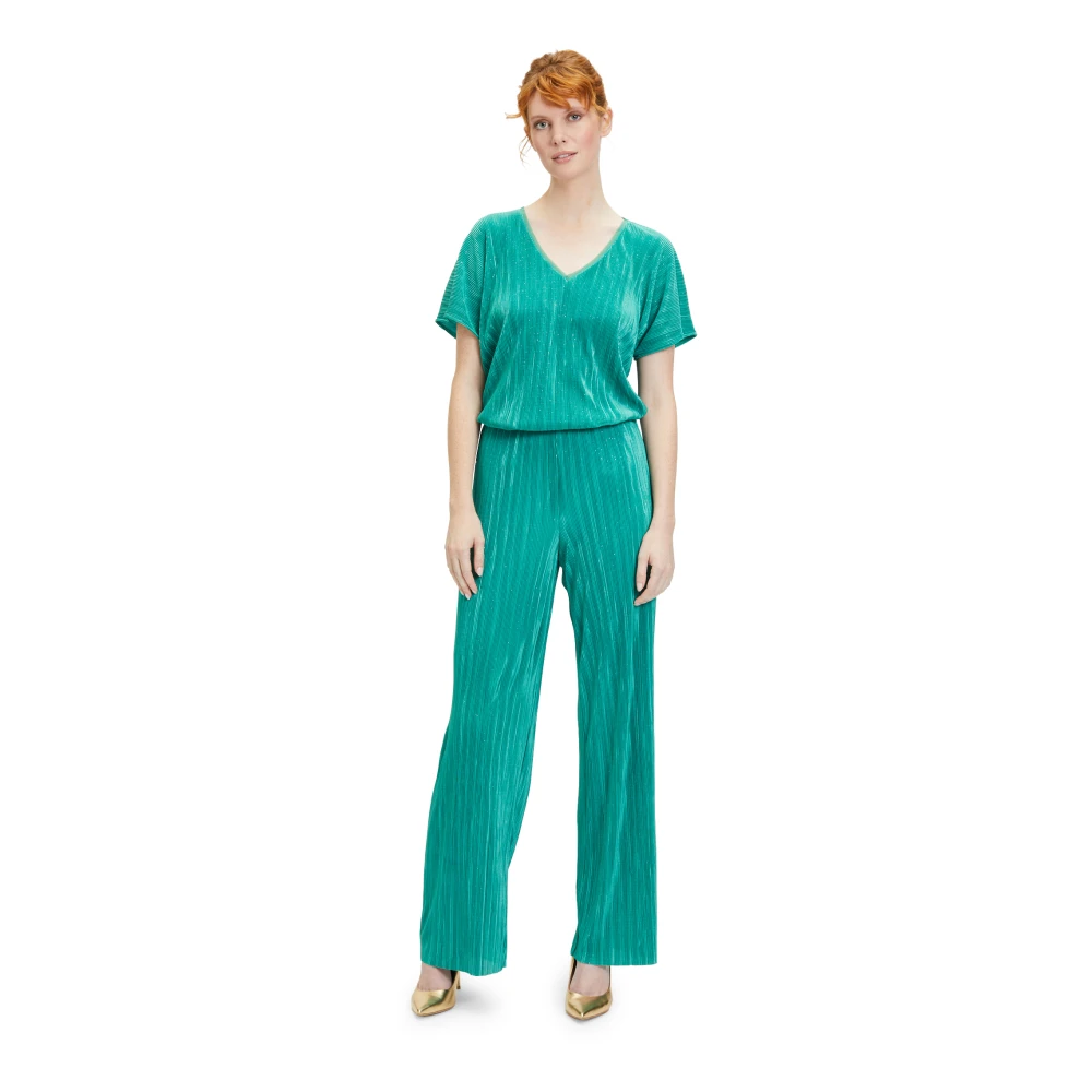 Vera Mont Glitterige Geplooide V-hals Blousetop Green Dames