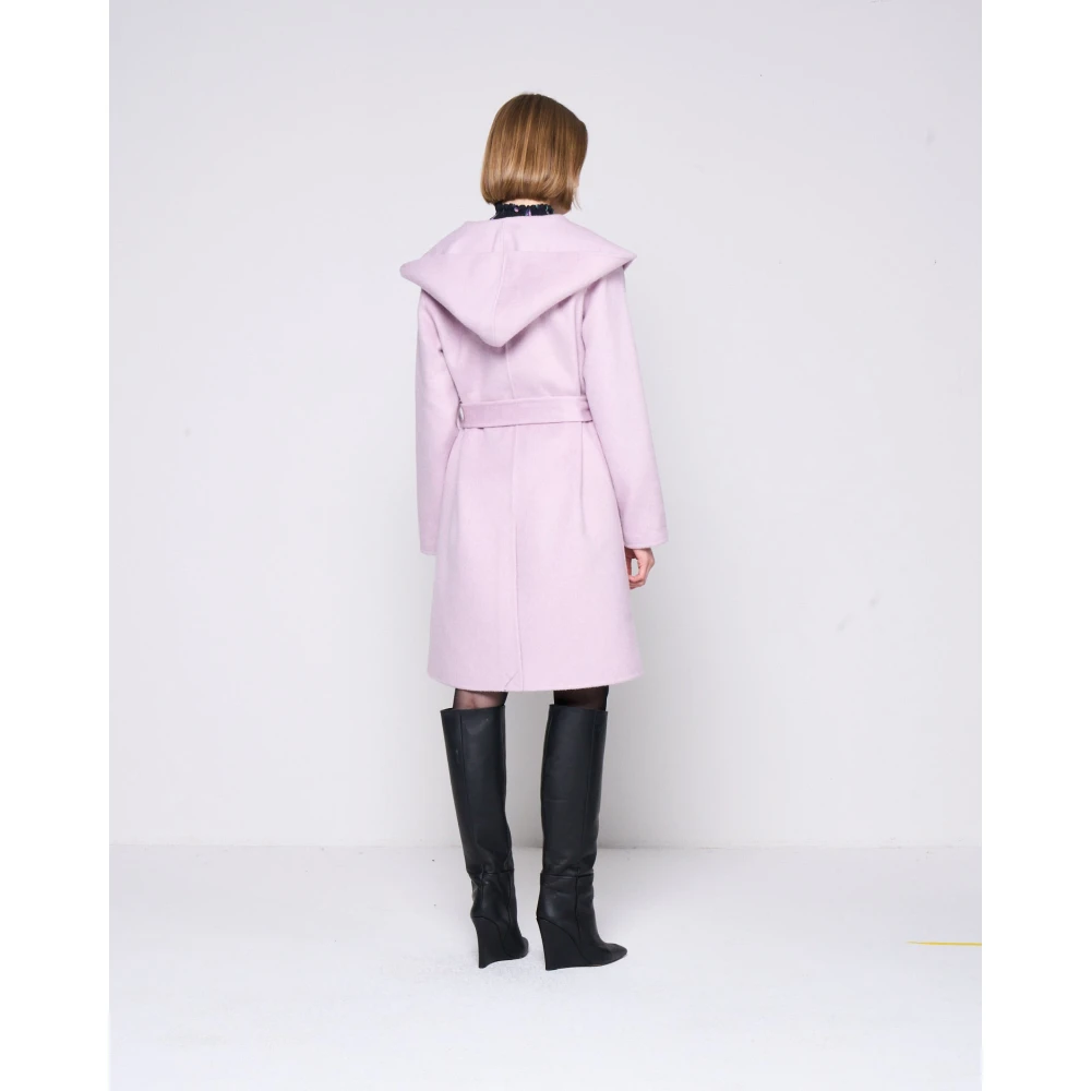 Silvian Heach Jas met capuchon riem en zakken Pink Dames