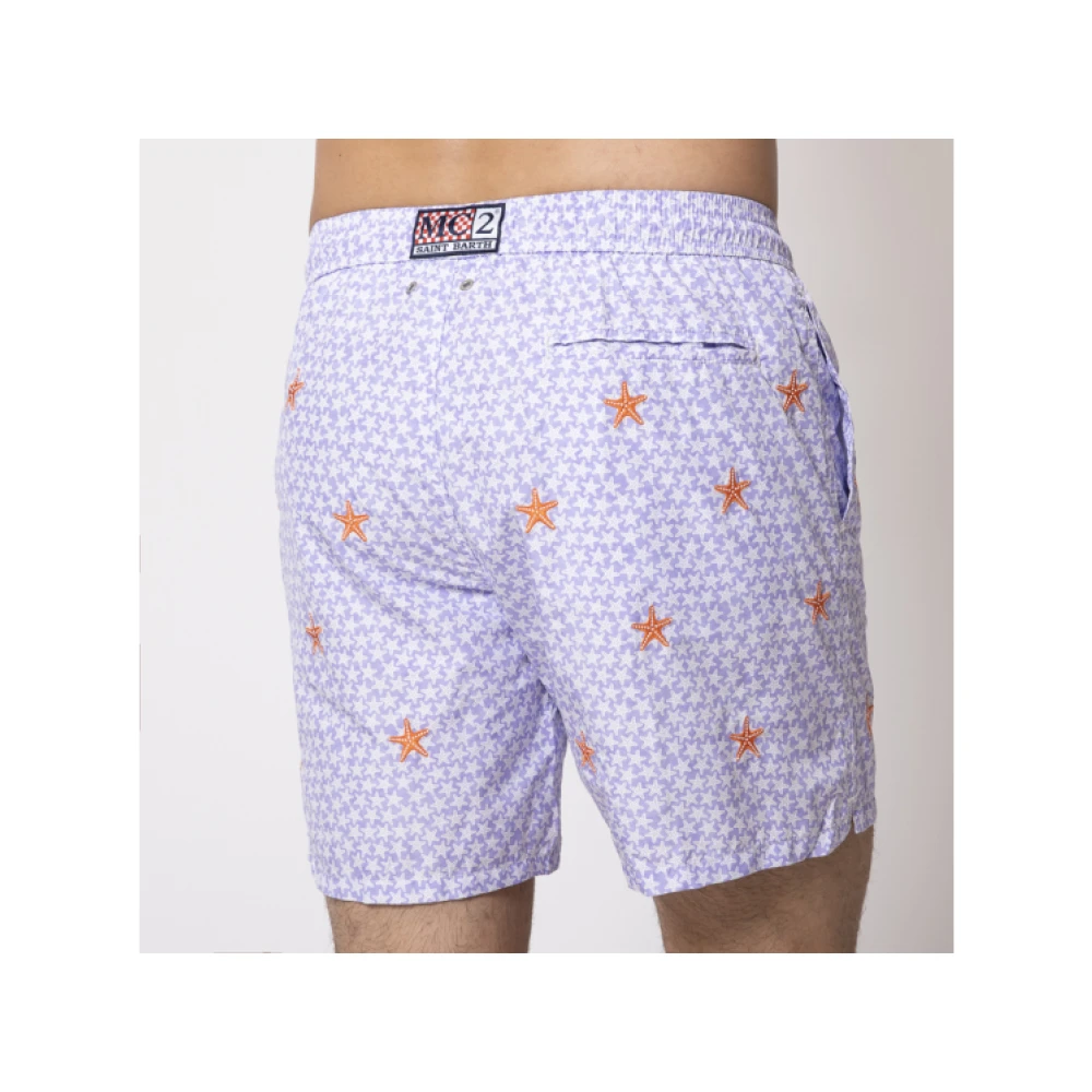 MC2 Saint Barth Zwemshorts met zeesterrenprint Purple Heren