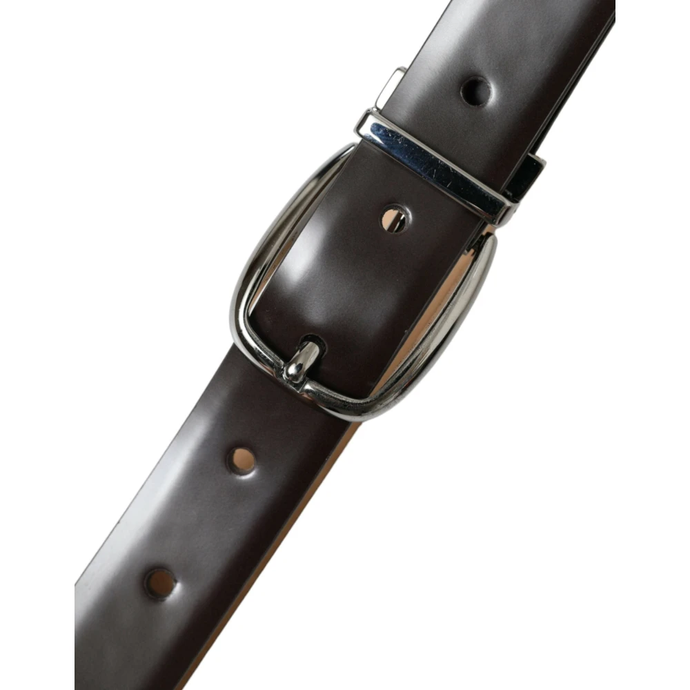 Dolce & Gabbana Elegante leren riem met opvallende gesp Brown Heren
