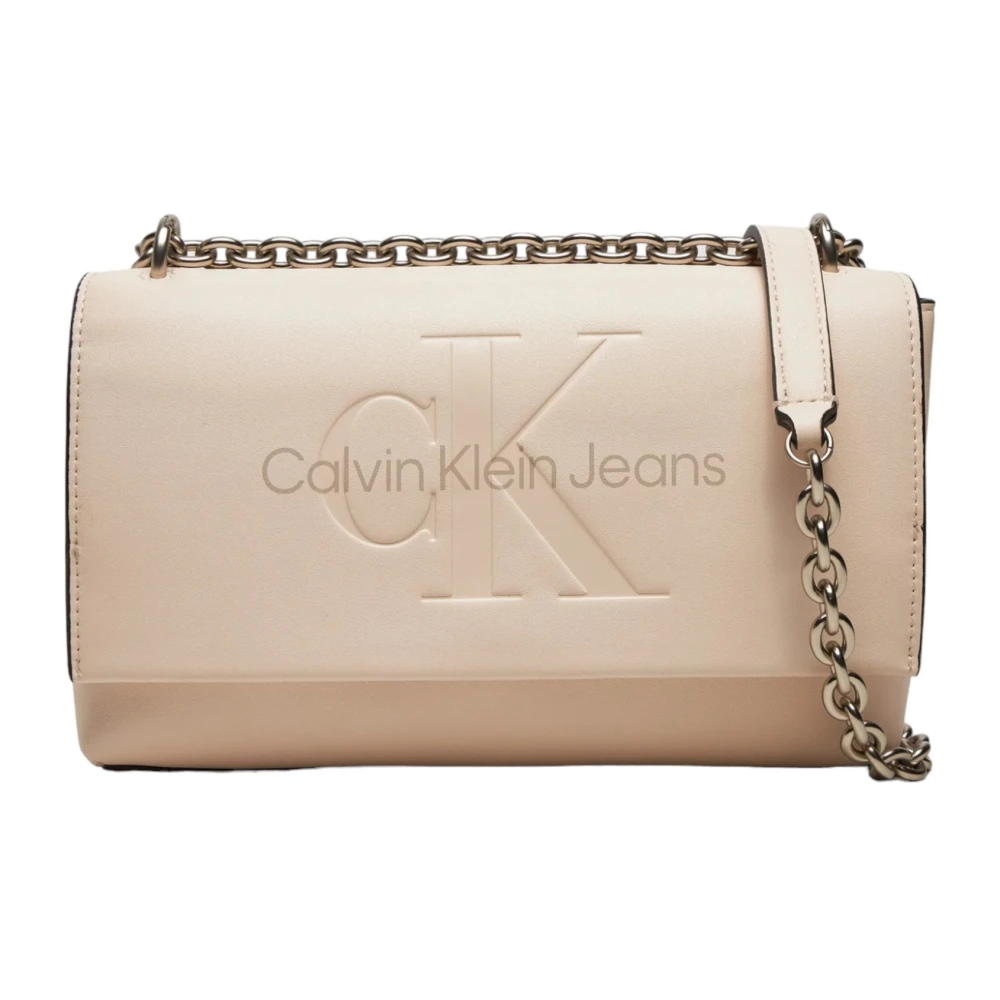 Calvin Klein Jeans Roze Faux Leren Schoudertas Met Kliksluiting Pink Dames