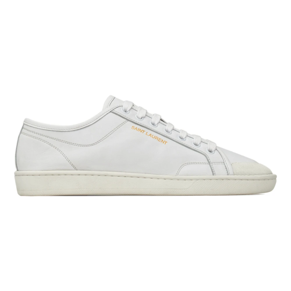 Saint Laurent Men's White Sneakers, 7 Uk, Gym Trainers In Smooth Leather