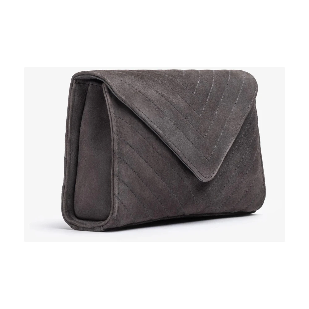 Unisa Suède Mini Tas met Geometrische Stiksels Gray Dames