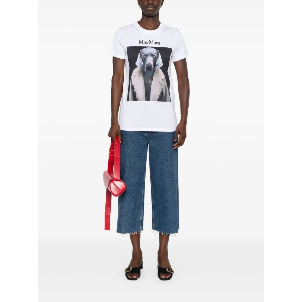Max Mara Katoenen T-shirts met Hondenprint Pink Dames