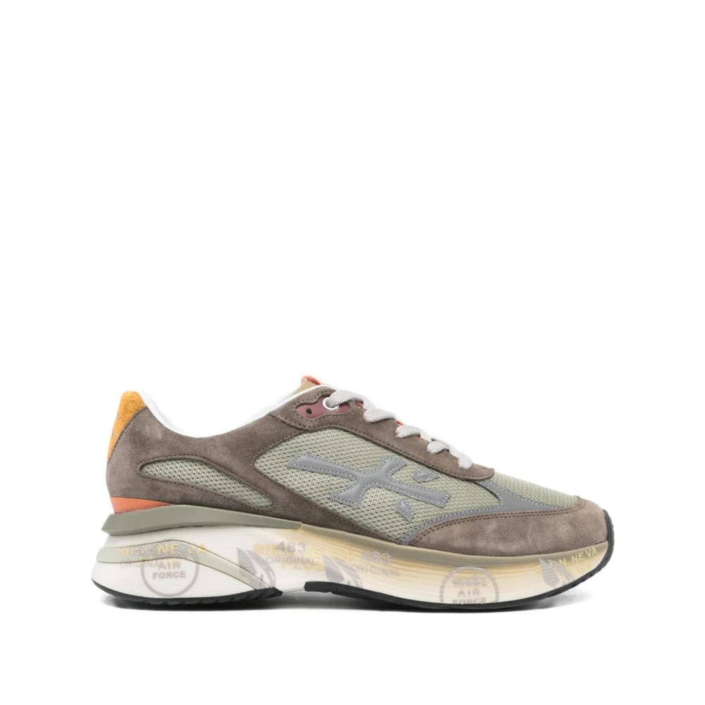 Premiata Bruine Sneakers met Gemengde Materialen Heren Schoenen Veelkleurig Multicolor