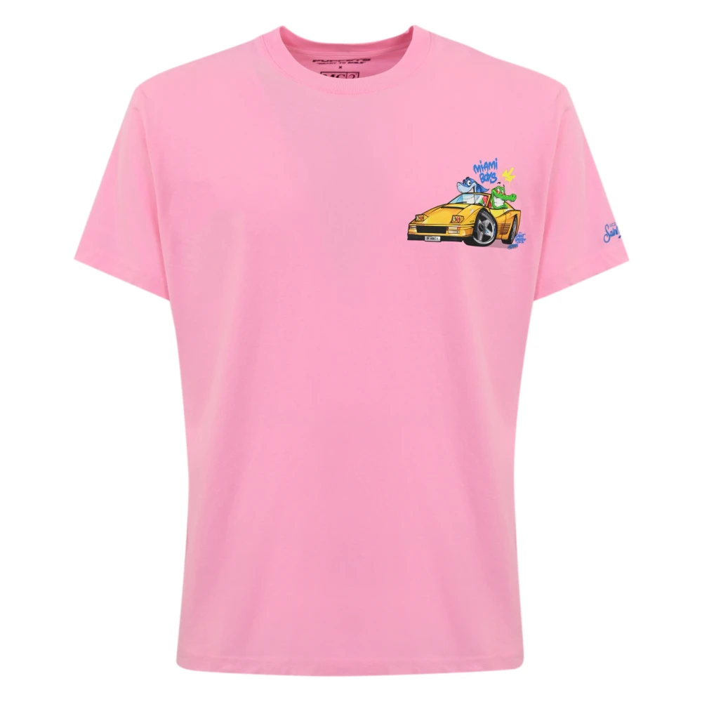 MC2 Saint Barth Roze T-shirt met Hartprint Pink Heren