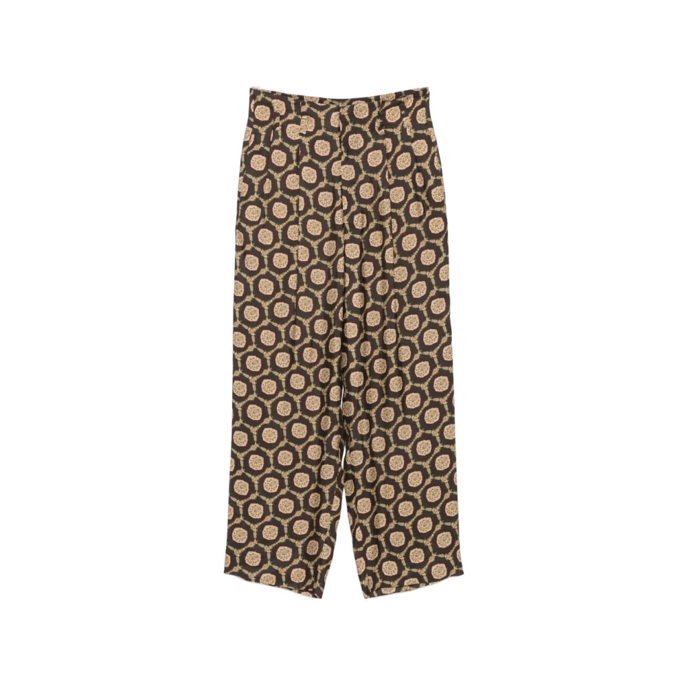 Emporio Armani Men's Multicolor Wide Trousers, L, Geometric-Print Pleated Trousers