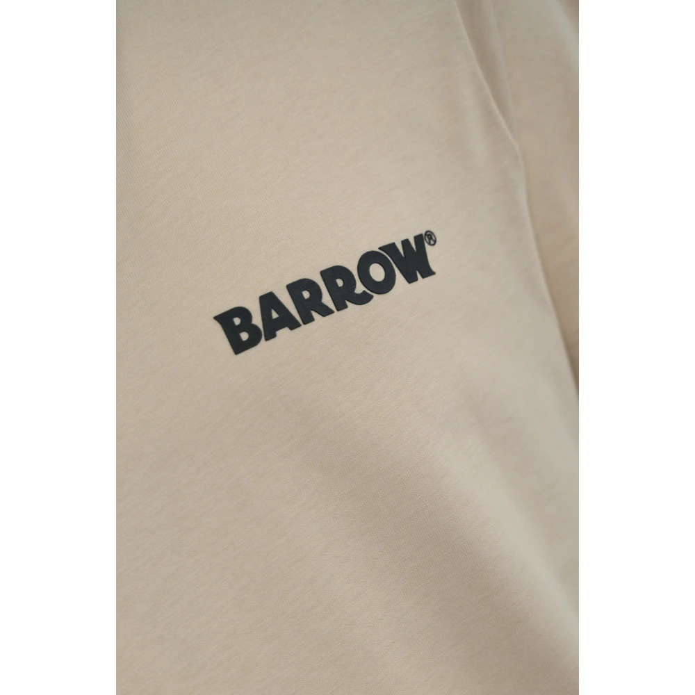 Barrow Zand Katoenen T-shirt met Logo Print Beige Heren
