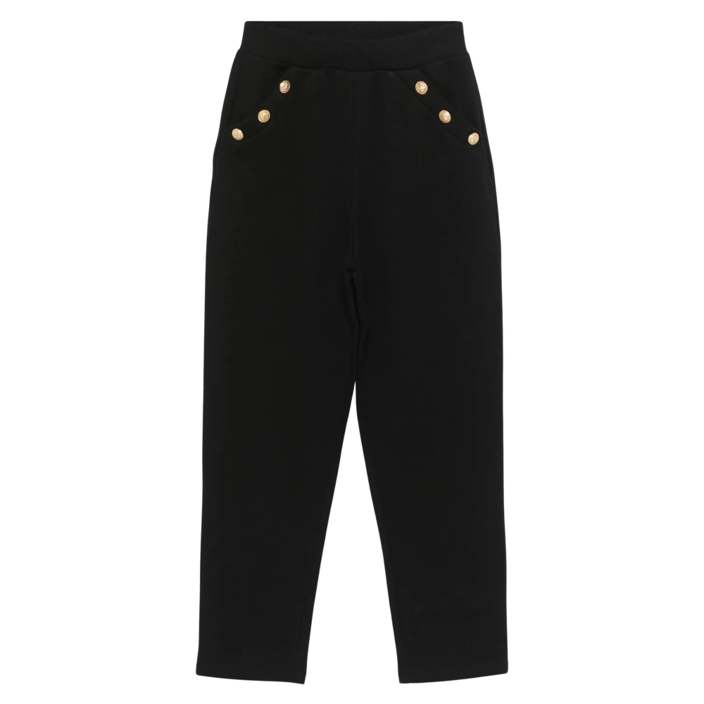 Balmain Girls Black Logo Button Joggers In - Sweatpants - 8 Y - Kids