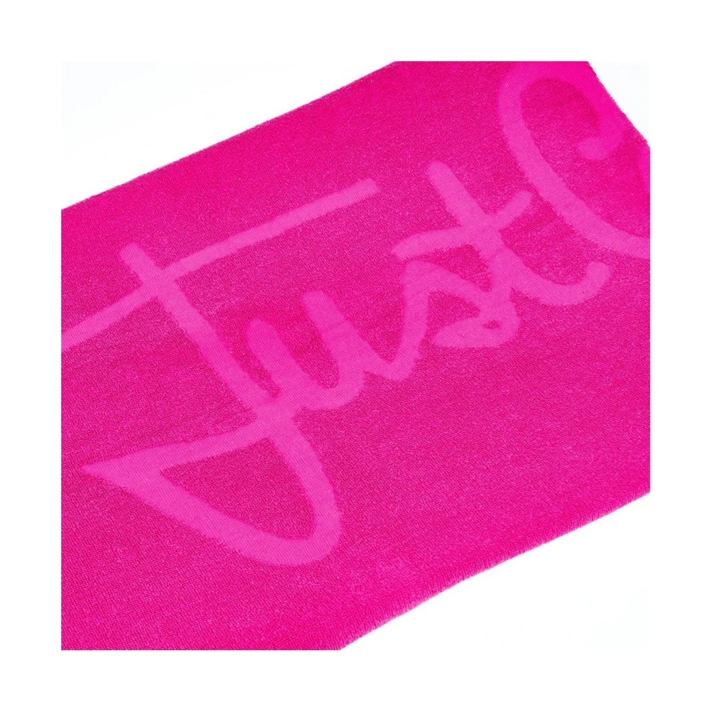Just Cavalli Monocolore Logo Strandhanddoek Pink Heren