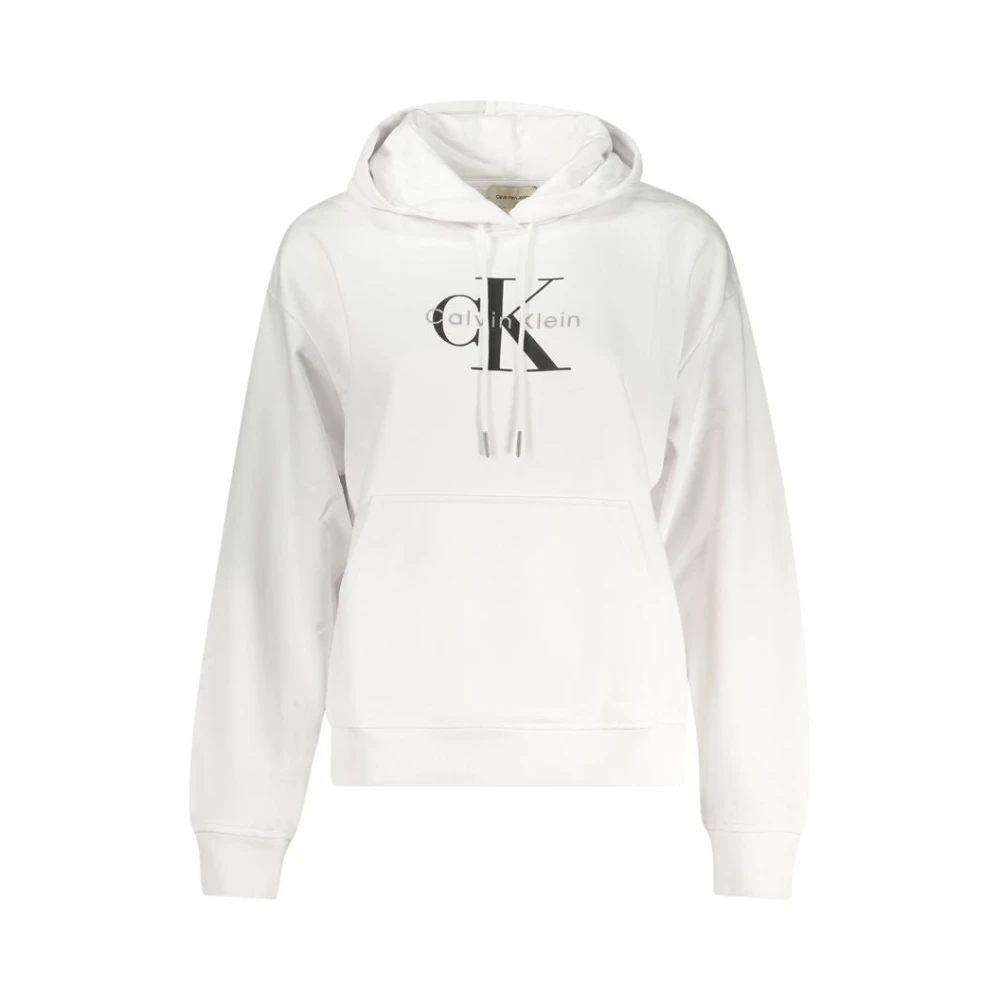 Calvin Klein Women's White Hoodies, S, Long-Sleeved Hooded Sweatshirt