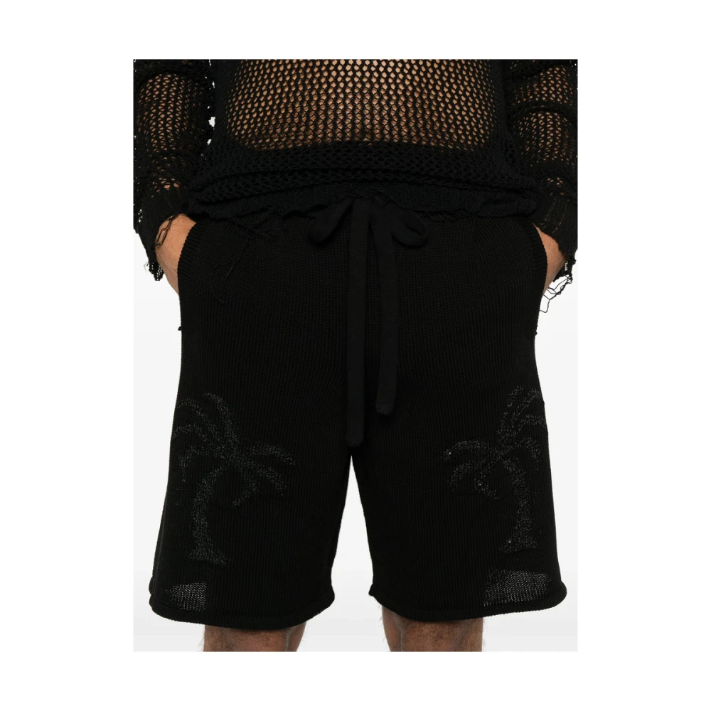 Laneus Zwarte Pailletten Detail Trekkoord Shorts Black Heren