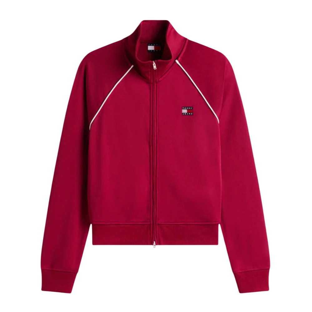 Tommy Jeans Women's Red Zip-Throughs, L, Crew Neck Sweatshirt