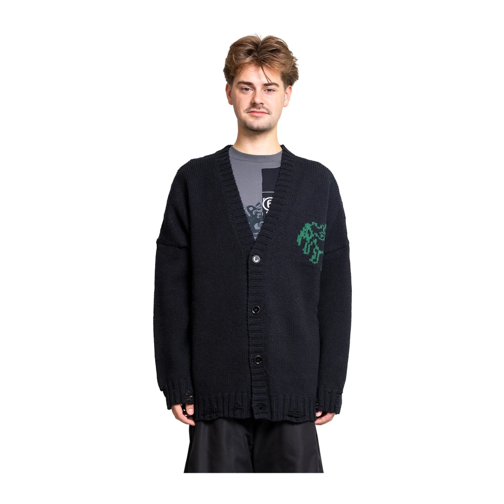 MM6 Maison Margiela Zwart Wolmix Vest Green Heren