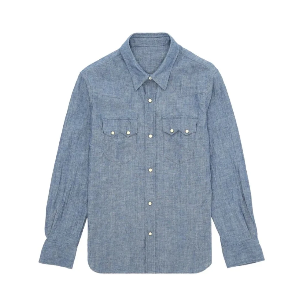 Fortela Men's Blue Smith Chambray Texan Shirt - Denim Shirts - M - Shirts