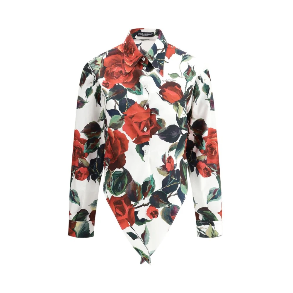 Dolce & Gabbana Asymmetrisch Rozenprint Shirt Multicolor Dames