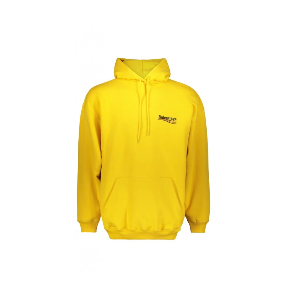 Balenciaga Logo Print Cotton Hoodie Yellow, Dam