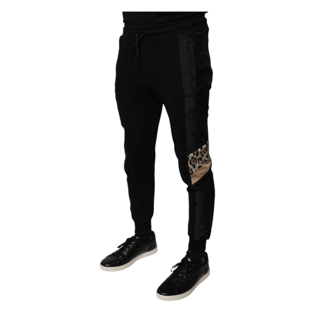 Dolce & Gabbana Leopard Print Slim Fit Jogger Pants Black Heren