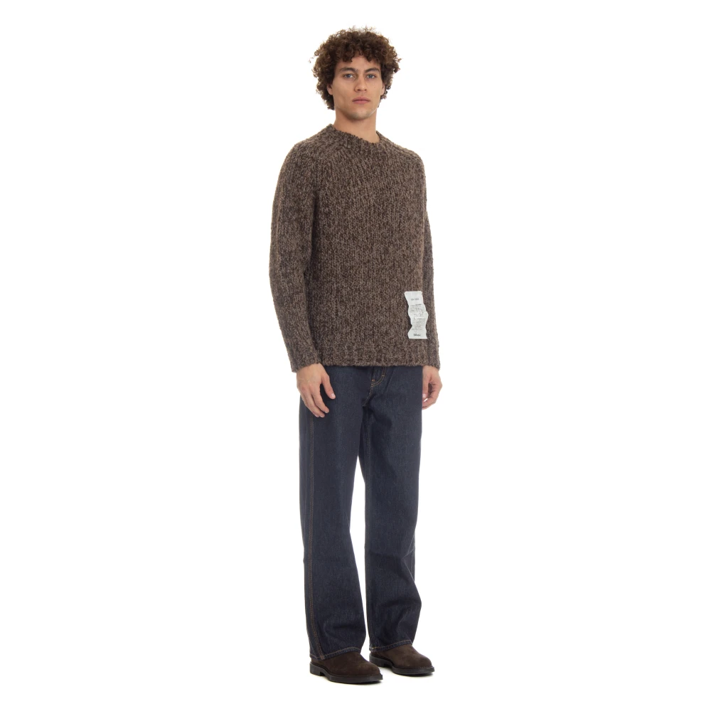 Ballantyne Bruine Wol-Alpaca Sweater Raw Diamond Brown Heren