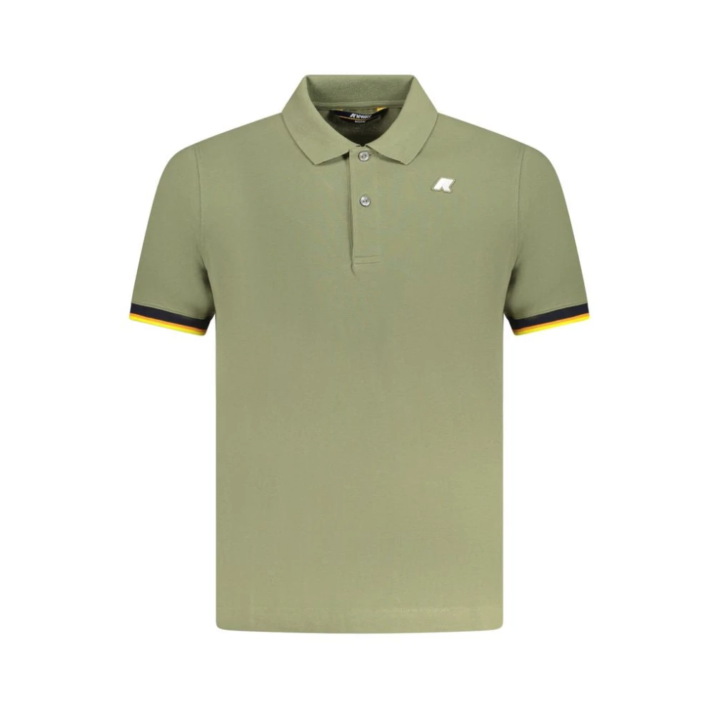 K-Way Men's Green Cotton Polo Shirt With Contrast Details