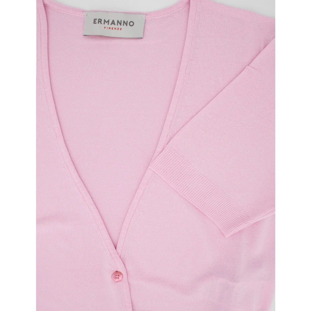 Ermanno Scervino Diepe V-hals Ribgebreide Vest Pink Dames