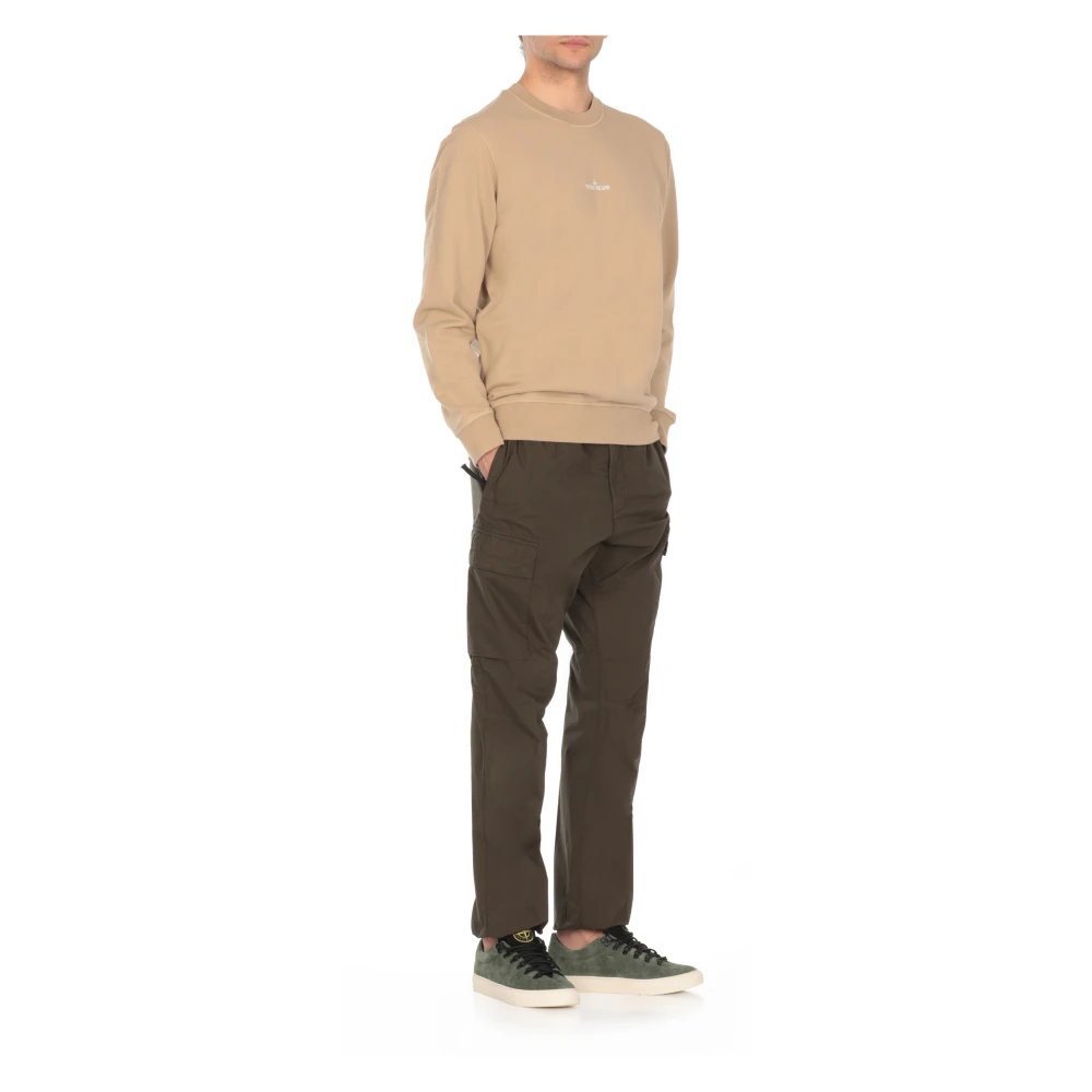 Stone Island Beige Katoenen Sweatshirt met Logoprint Beige Heren