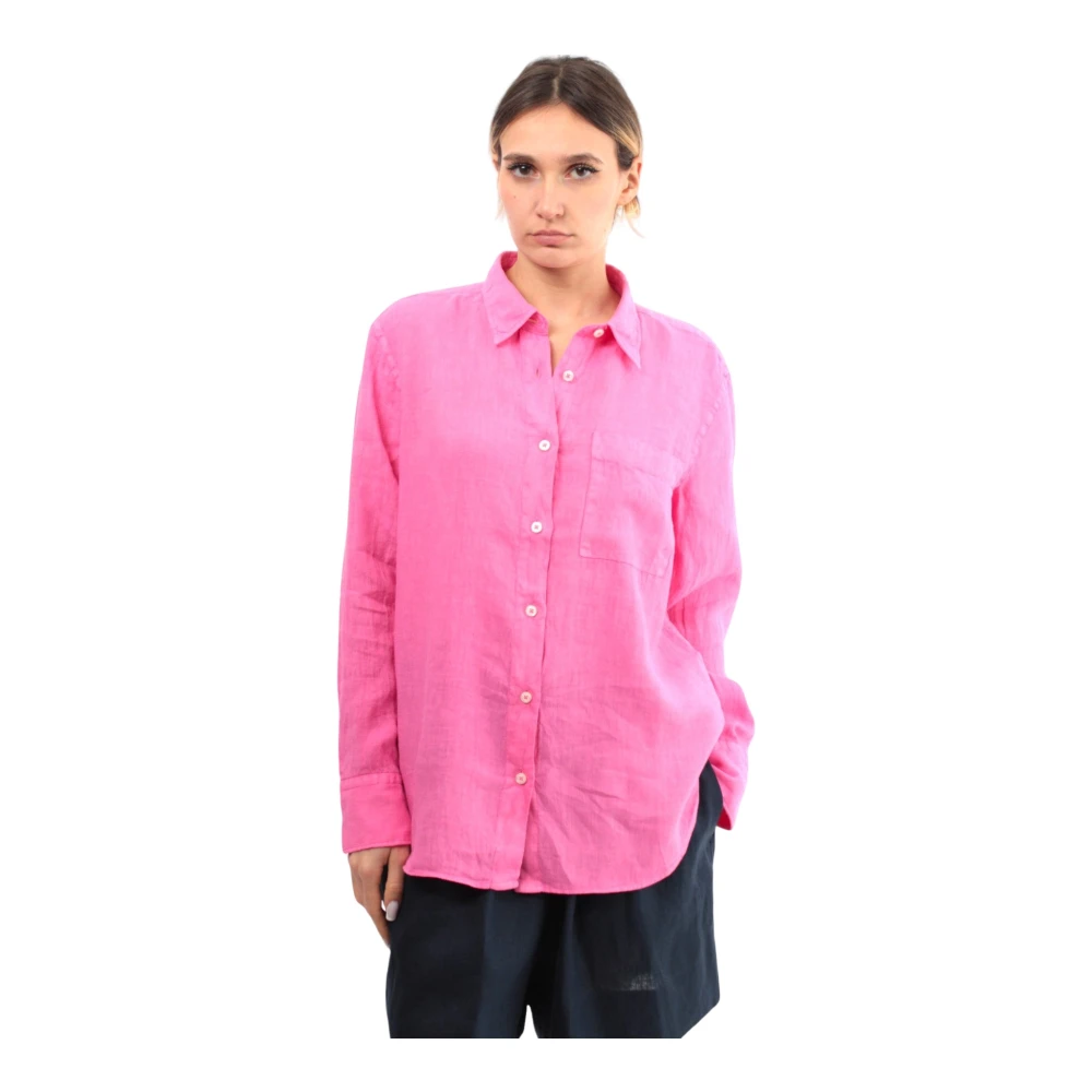 Roy Roger's Roze Linnen Overhemd Klassieke Stijl Pink Dames