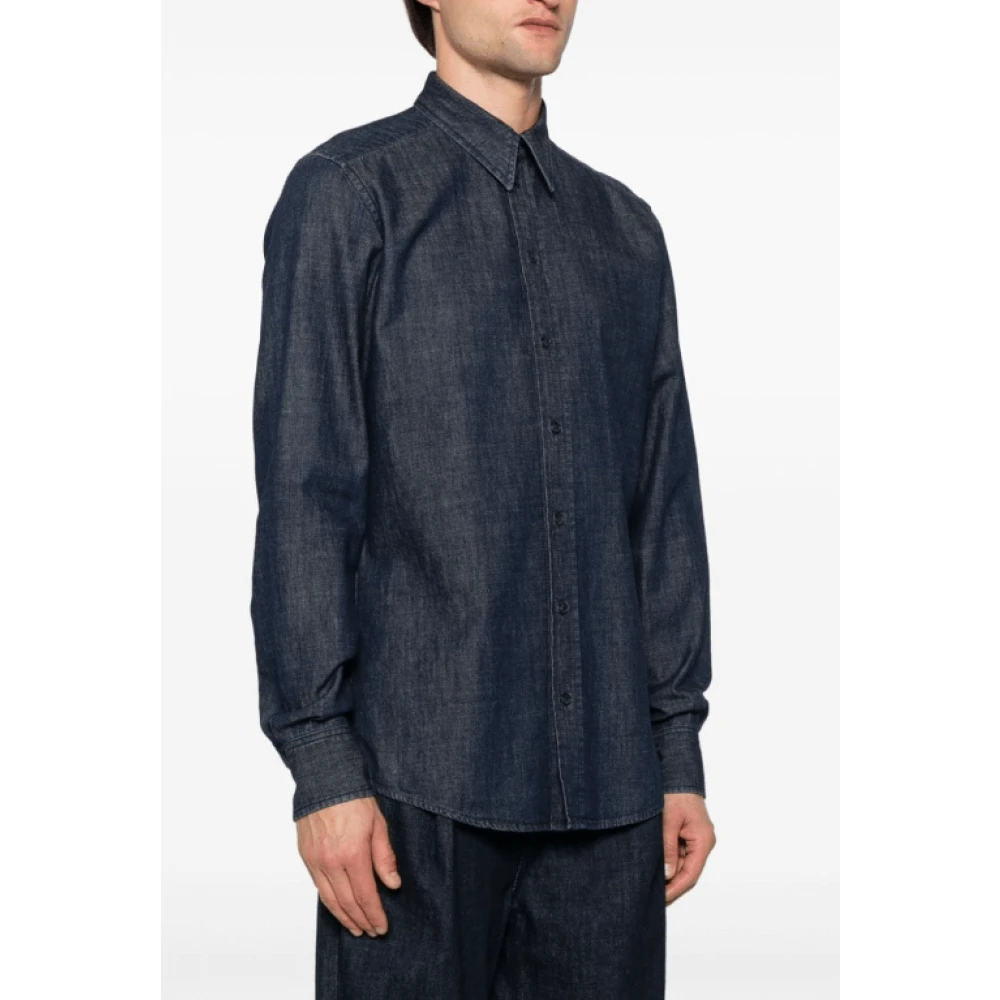 Dolce & Gabbana Denim Logo Patch Shirt Blue Heren