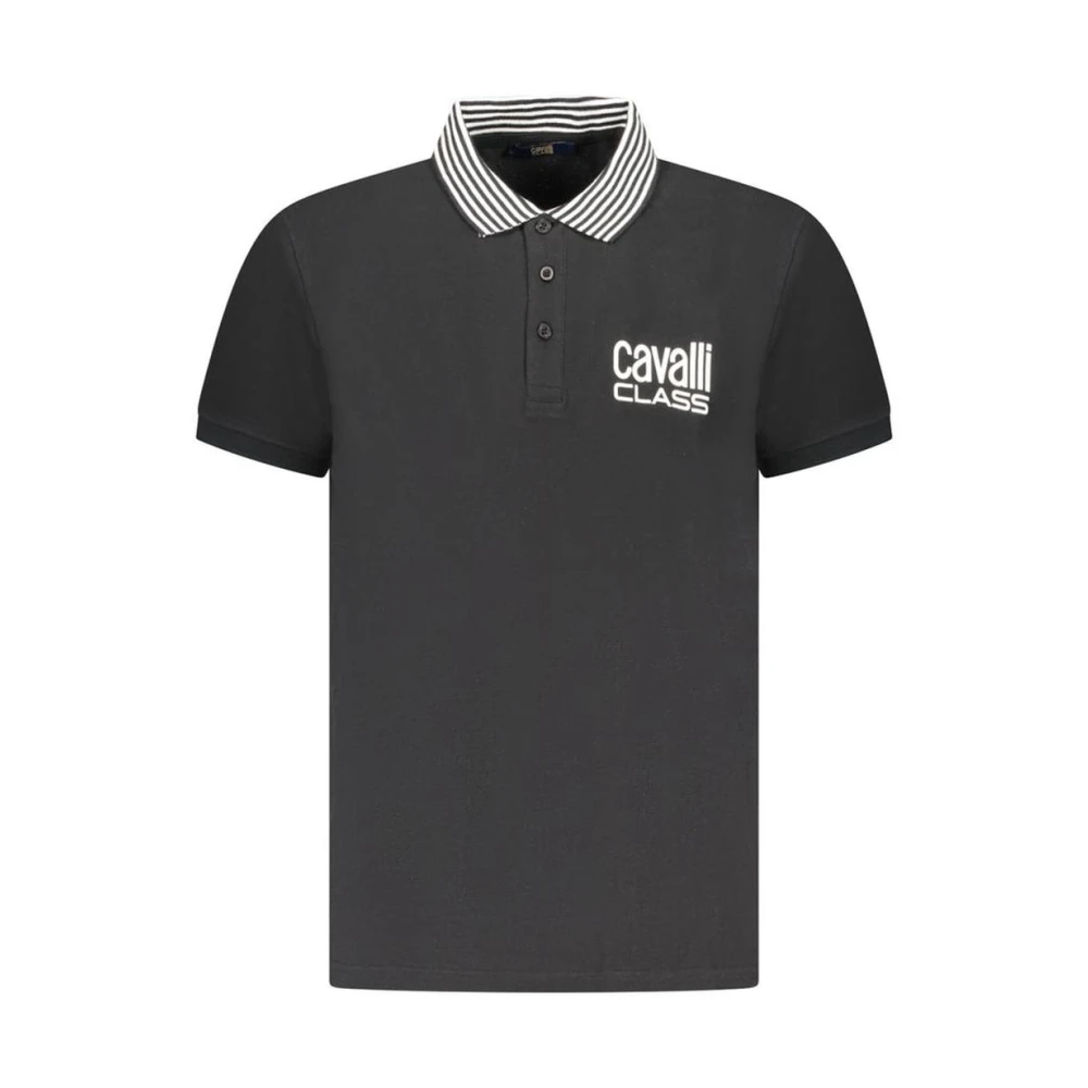 Cavalli Class Men's Black Polo Shirts, M, Cotton Polo Shirt