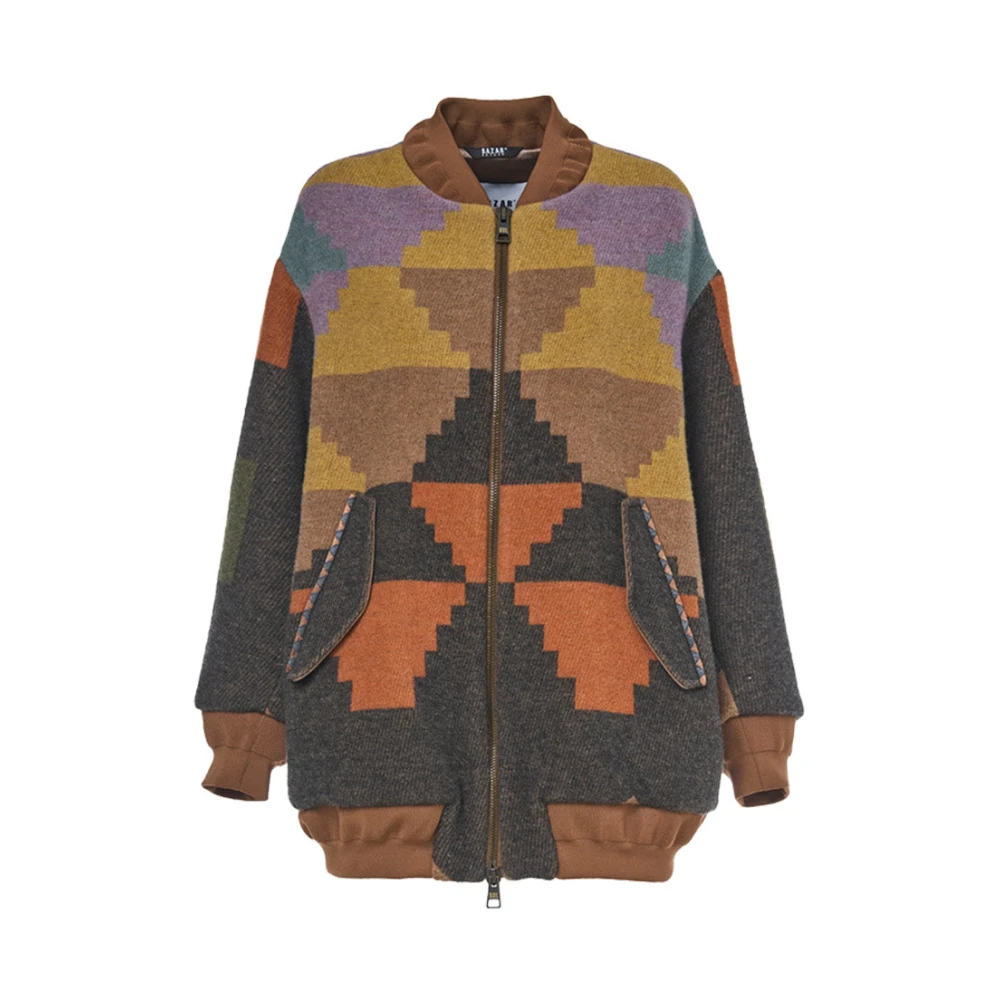 Bazar deluxe Grafische Print Oversized Bomberjack Multicolor Dames