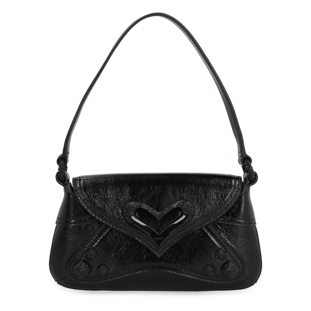 pinko Vintage Leren Tas met Magnetische Flap Black Dames