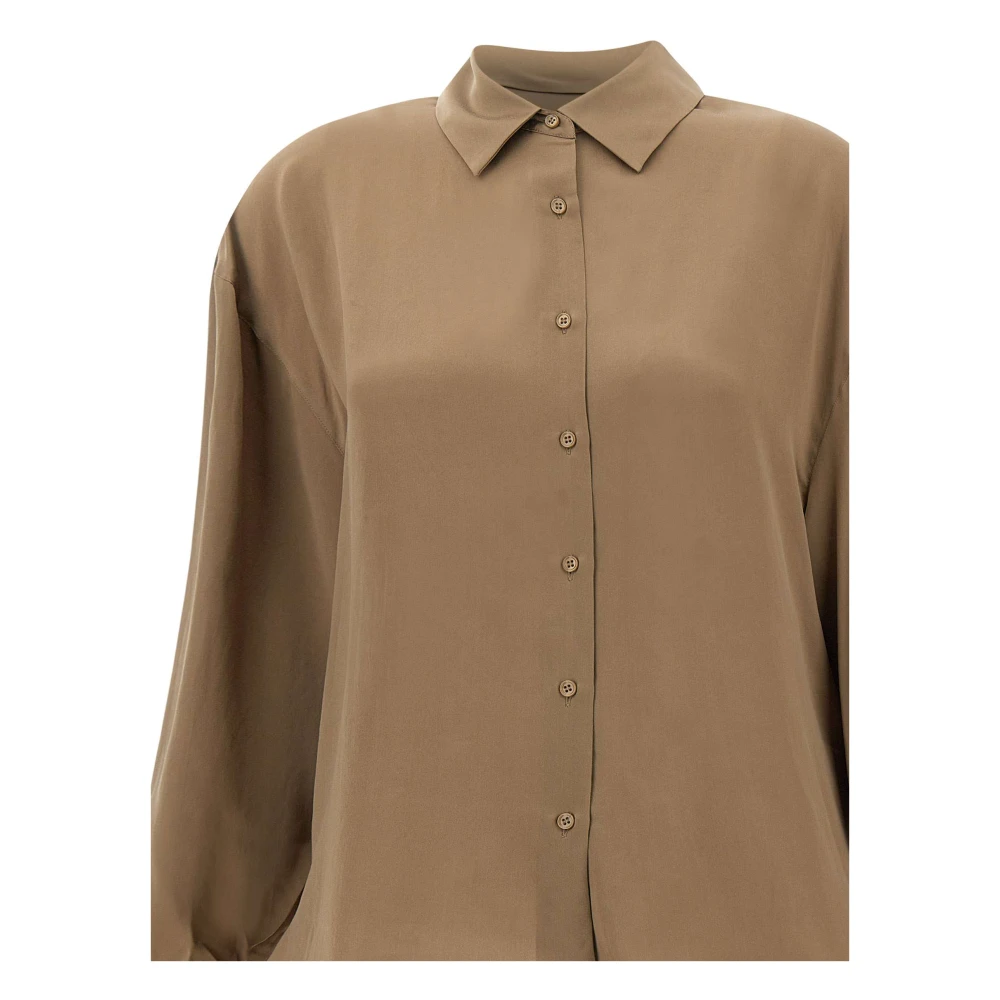 IRO Zijden Khaki Shirt met Lange Mouwen Brown Dames