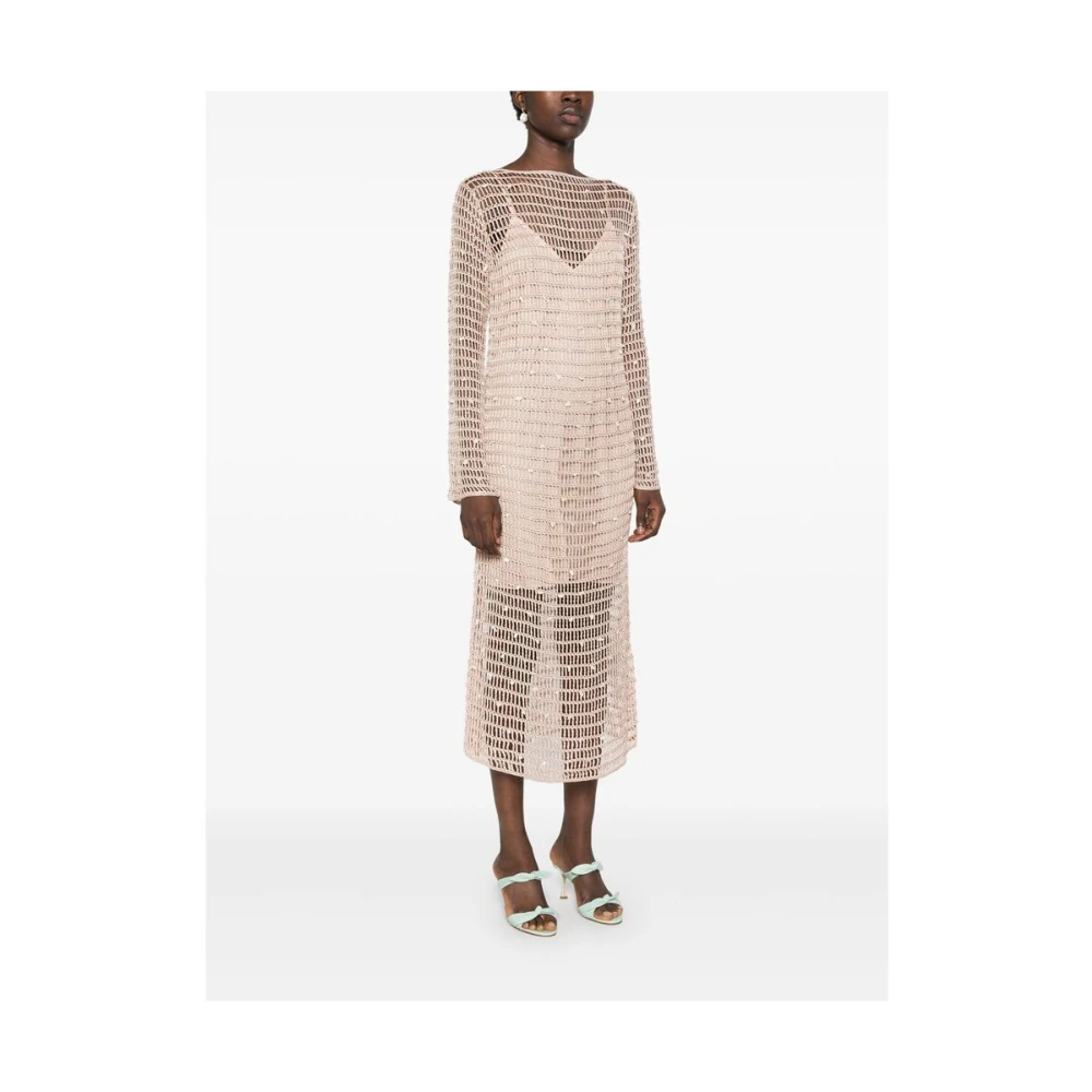 Zimmermann Gehaakte Gebreide Boothals Jurk Beige Dames