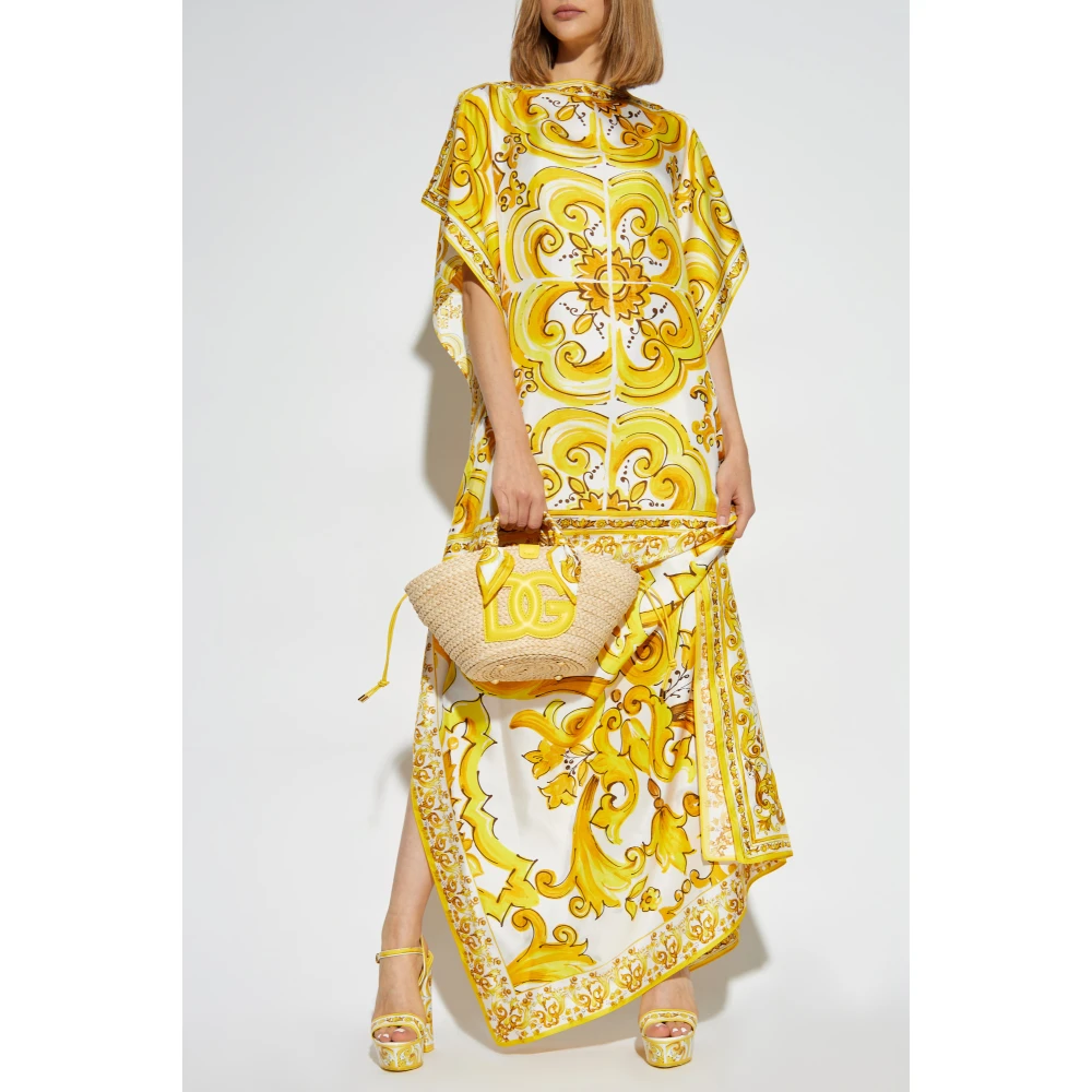 Dolce & Gabbana Jurk met 'Majolica' print Yellow Dames