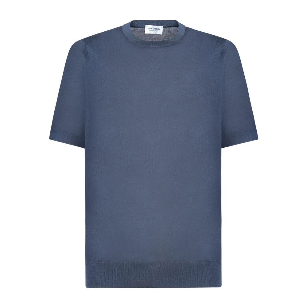 John Smedley Katoenen T-shirt Petrolio Kempton Granite Blue Heren