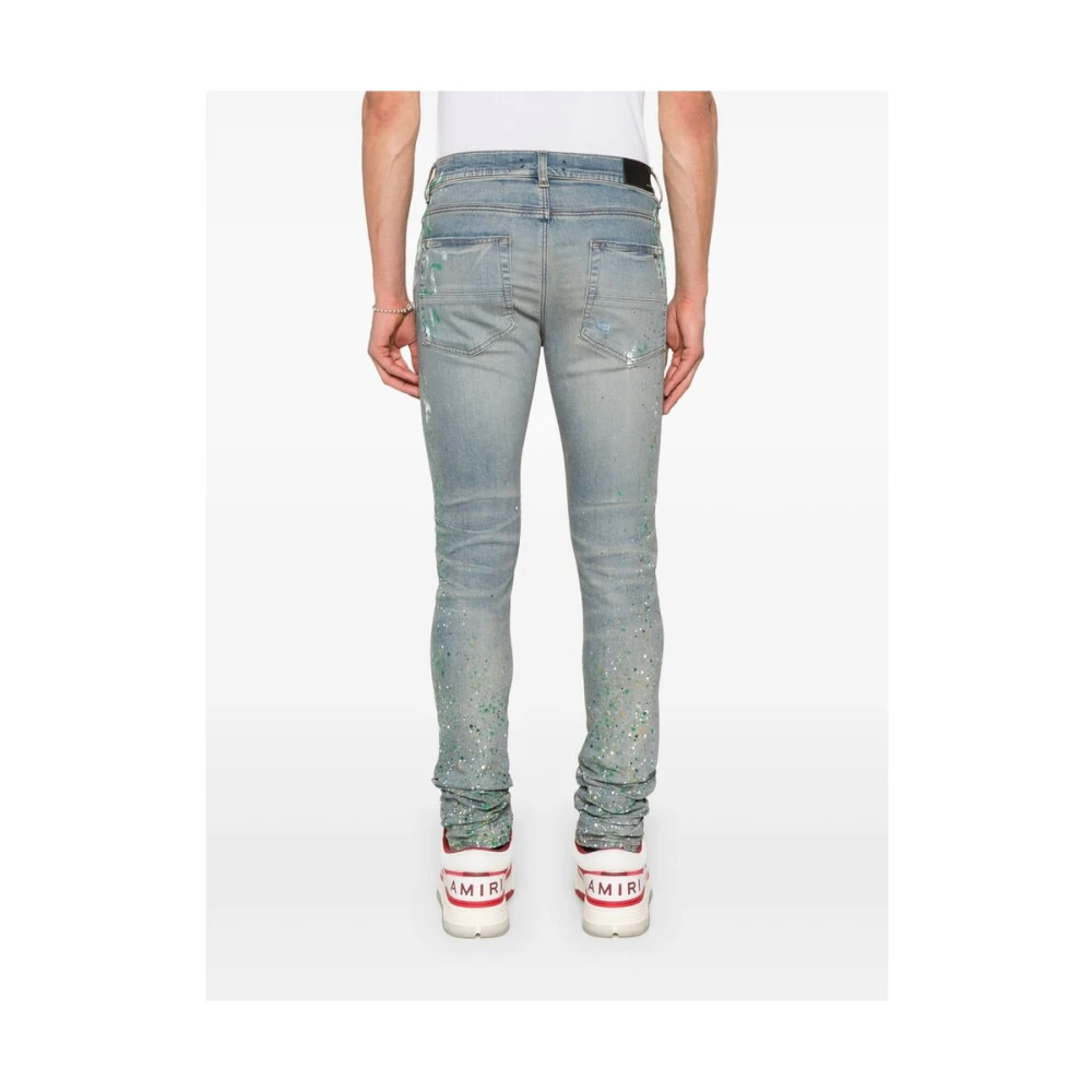 Amiri Lichtblauwe Verfspatten Jeans Blue Heren