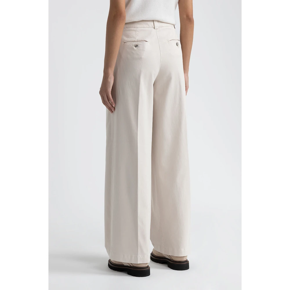 PESERICO Geplooide broek in katoen zijde gabardine en tencel Beige Dames