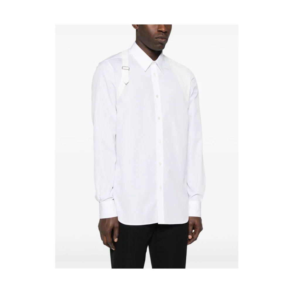 alexander mcqueen Klassieke Witte Zijde Katoenen Overhemd White Heren