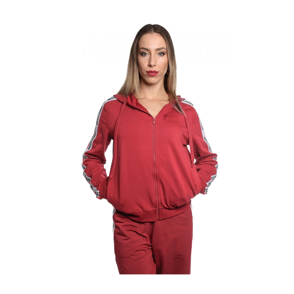 Moschino Bordeaux hoodie met logodetails Red Dames