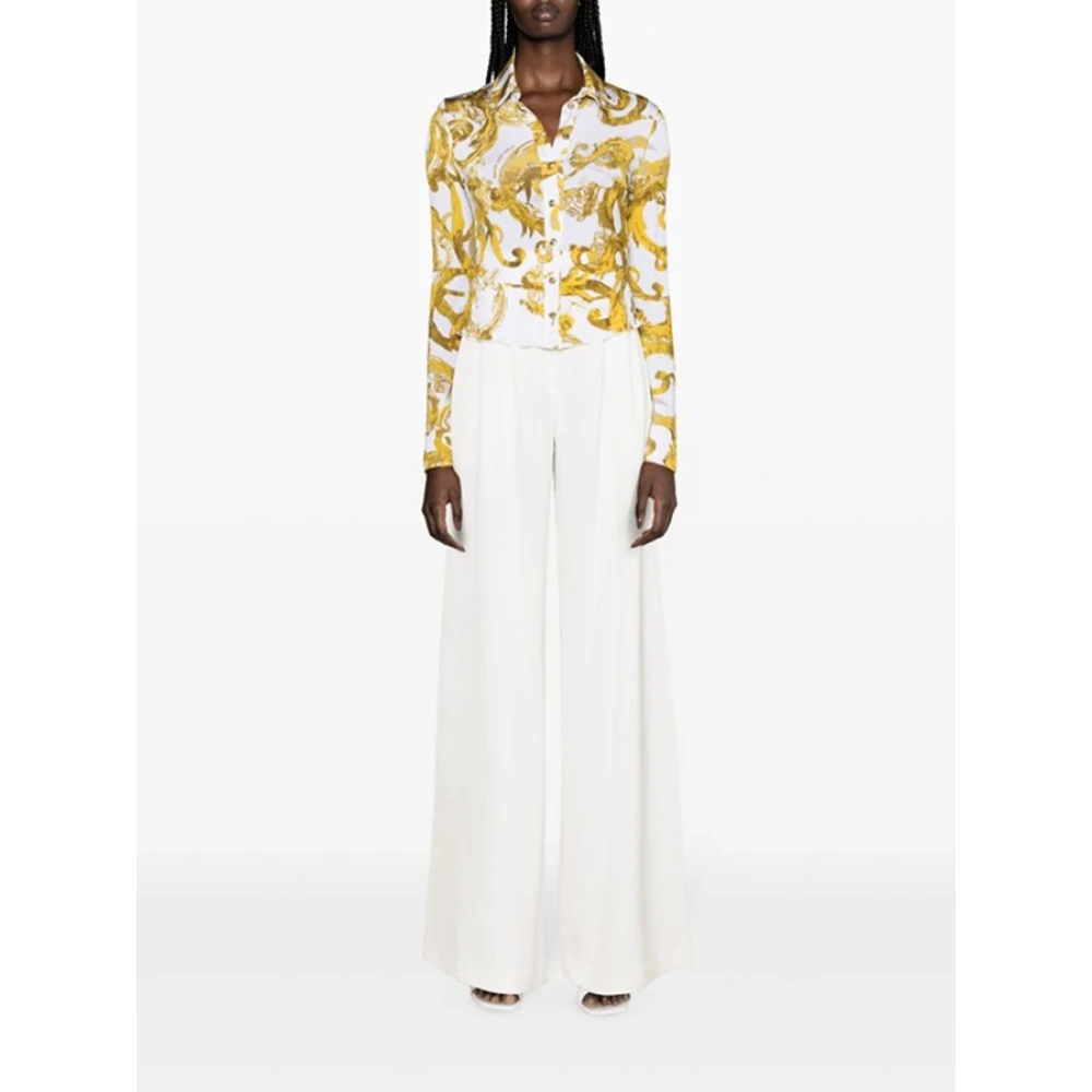 Versace Jeans Couture Barocco Print Wit Overhemd White Dames