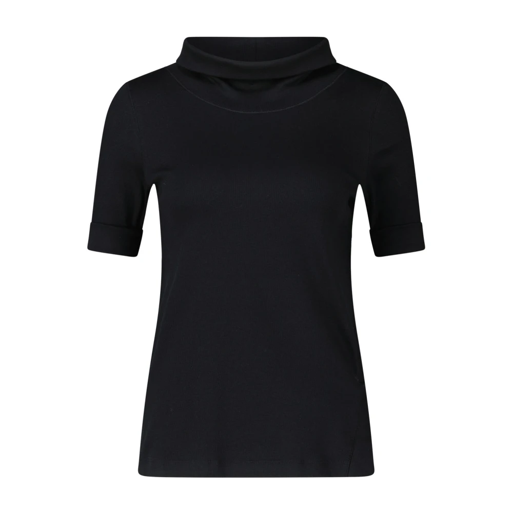 Marc Cain Sportief Shirt met Rolhals en Neon Strepen Black Dames