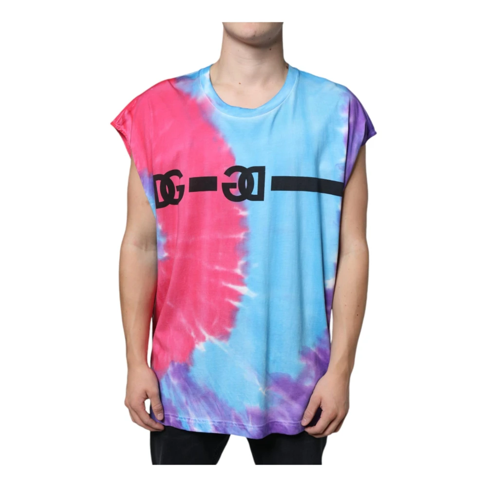 Dolce & Gabbana Tie Dye Katoen Logo T-shirt Multicolor Heren