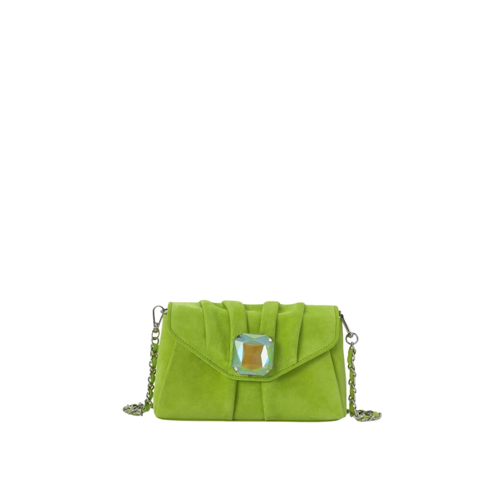 Alma en Pena Diamant Vierkante Leren Schoudertas Green Dames