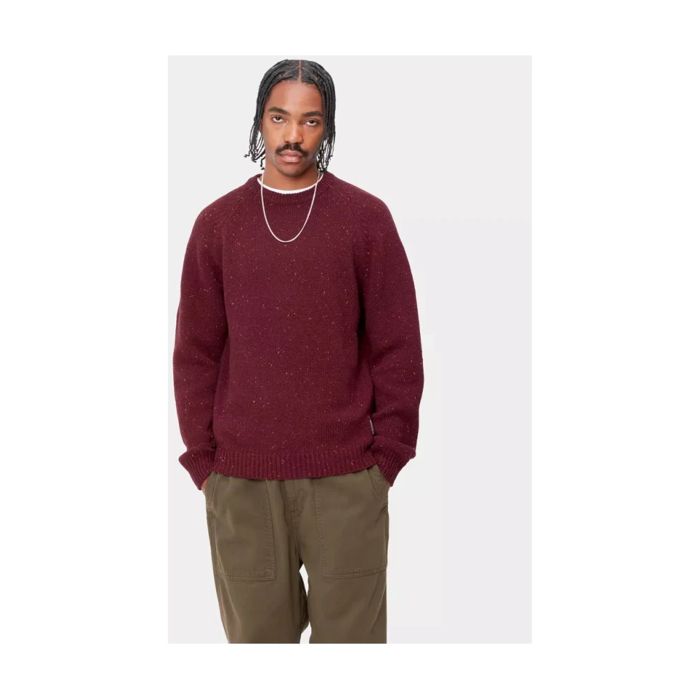 Carhartt WIP Gespikkelde Anglistic Sweater Red Heren